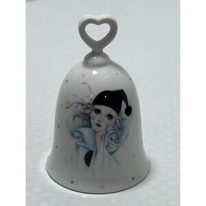 Vintage Chatillon Fine Porcelaine Pierrot Mime Clown Bell